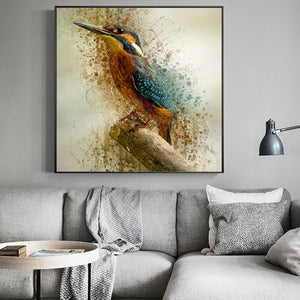 Posters and Prints Wall Art Canvas Painting Abstract Watercolor Hummingbird Decorative Painting for Living Room Decor Unframed - SallyHomey Life's Beautiful