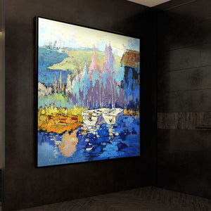 100% Hand Painted Abstract Scenery Art Oil Painting On Canvas Wall Art Frameless Picture Decoration For Living Room Home Decor