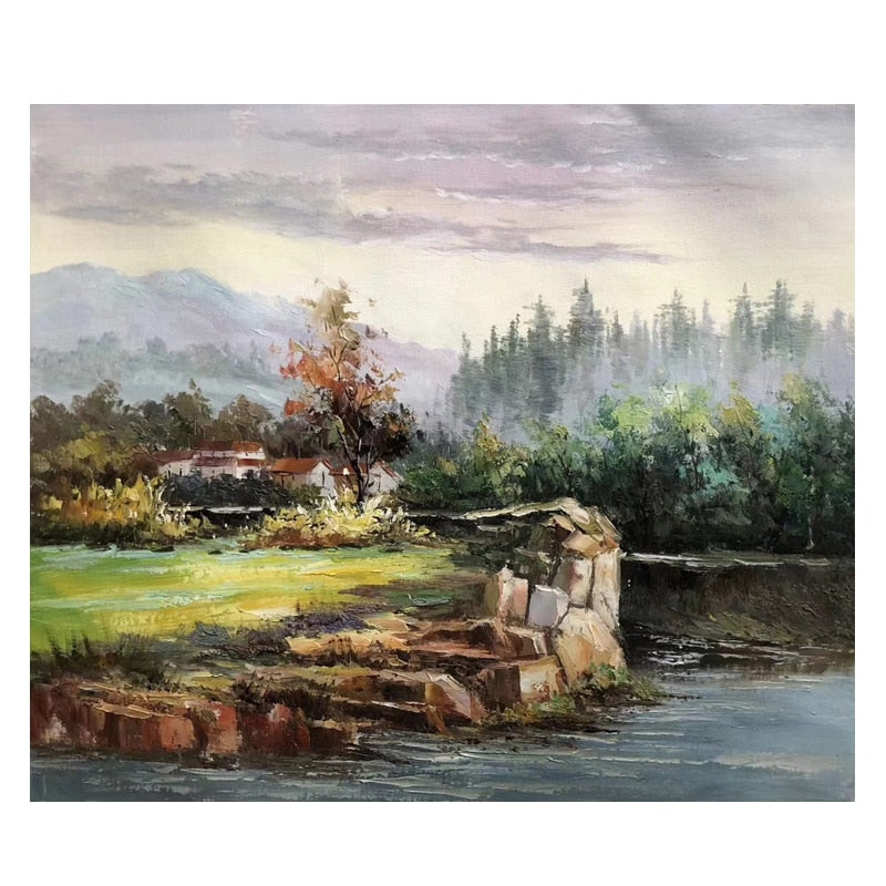 100% Hand Painted Abstract Countryside Art Painting On Canvas Wall Art Wall Adornment Pictures Painting For Live Room Home Decor