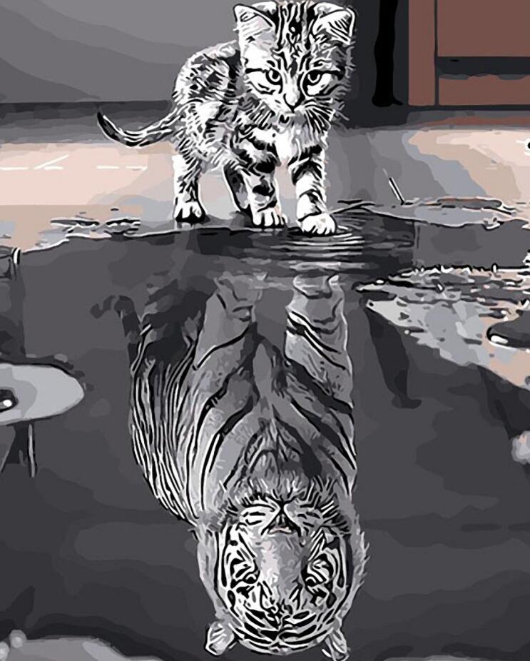 The Reflection of a Cat is Like a Tiger Printed Poster Modern Wall Art Canvas Painting Prints on Canvas For Home Decor No Frame - SallyHomey Life's Beautiful