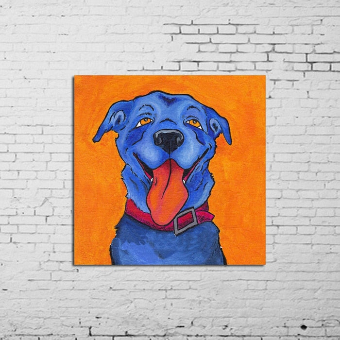 100%Handpainted Oil Paintings Wall Pictures Animal Oil Painting on Canvas Lovely Puppy Dog Wall Art for Home Decoration
