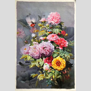 100% Hand Painted Realistic Peony Flower Oil Painting On Canvas Wall Art Frameless Picture Decoration For Live Room Home Decor