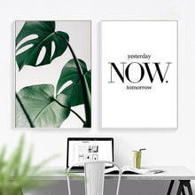 Load image into Gallery viewer, Tropical Fresh Monstera Quote Green Plant Wall Art Canvas Painting Nordic Posters And Prints Wall Pictures For Living Room Decor - SallyHomey Life&#39;s Beautiful