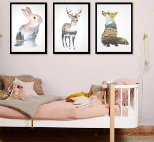 Rabbit Deer Animal Silhouette Poster Prints Minimalism Wall Art Canvas Painting Nordic Style Picture Home Decor - SallyHomey Life's Beautiful