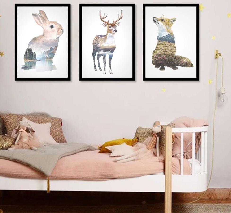 Rabbit Deer Animal Silhouette Poster Prints Minimalism Wall Art Canvas Painting Nordic Style Picture Home Decor - SallyHomey Life's Beautiful