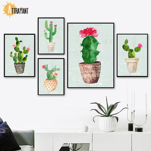Plants Cactus Flower Nursery Wall Art Canvas Painting Nordic Posters And Prints Wall Pictures For Living Room Bed Room Decor - SallyHomey Life's Beautiful