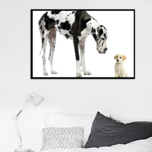 Modern Pet Dogs Posters and Prints Wall Art Canvas Painting The Great Dane and Cute Little Dog Pictures for Room Wall Decoration - SallyHomey Life's Beautiful