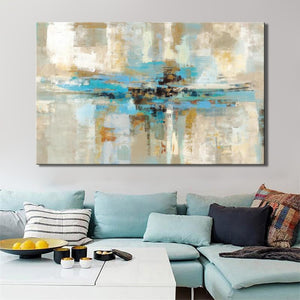 Modern Oil Painting Posters and Prints Wall Art Paintings On Canvas Home Decoration Light Blue Abstarct Pictures For Living Room - SallyHomey Life's Beautiful