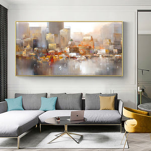 Quadros de parede para sala cuadros modernos abstractos city oil painting on canvas handmade wall pictures for living room - SallyHomey Life's Beautiful