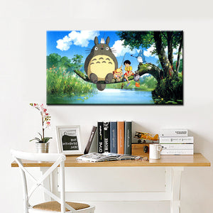 Modern Cartoon Art Painting Miyazaki Hayao Totoro Poster Wall Painting for Kids Bedroom Wall Picture Home Decor Gift No Frame - SallyHomey Life's Beautiful