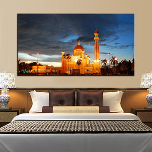 Posters and Prints Wall Art Painting on Canvas Wall Decoration Omar Ali Saifuddien Mosque Pictures for Living Room Wall No Frame - SallyHomey Life's Beautiful