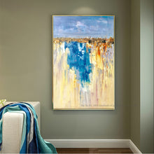 Load image into Gallery viewer, Oil Painting on canvas original Abstract Art Modern yellow blue vertical acrylic Painting Canvas Art Living Room Art pictures - SallyHomey Life&#39;s Beautiful