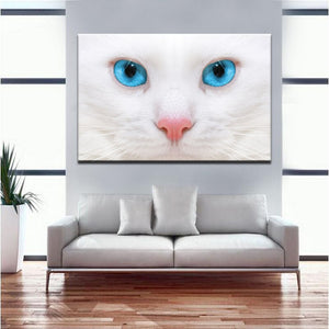 Modern Posters and Prints Wall Art Canvas Painting Wall Decoration The Cat's Face and Sapphire Eyes Pictures for Living Room - SallyHomey Life's Beautiful