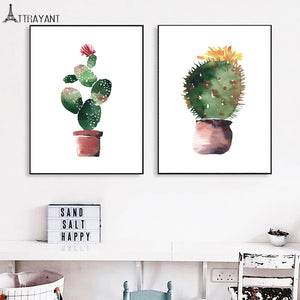 Potted Succulents Cactus Prickly Pear Wall Art Canvas Painting Nordic Posters And Prints Wall Pictures For Living Room Decor - SallyHomey Life's Beautiful