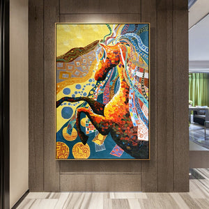 100% Hand Painted Abstract Steed Art Oil Painting On Canvas Wall Art Frameless Picture Decoration For Live Room Home Decor Gift