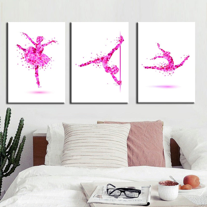 🔥Abstract Art Canvas Painting Pink Ballerina Canvas Art Print Poster For Living Room Wall Picture Home Decor Gift - SallyHomey Life's Beautiful