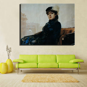 Russia Artist Ivan Kramskoy THE UNKNOWN GIRL Canvas Print Painting - SallyHomey Life's Beautiful
