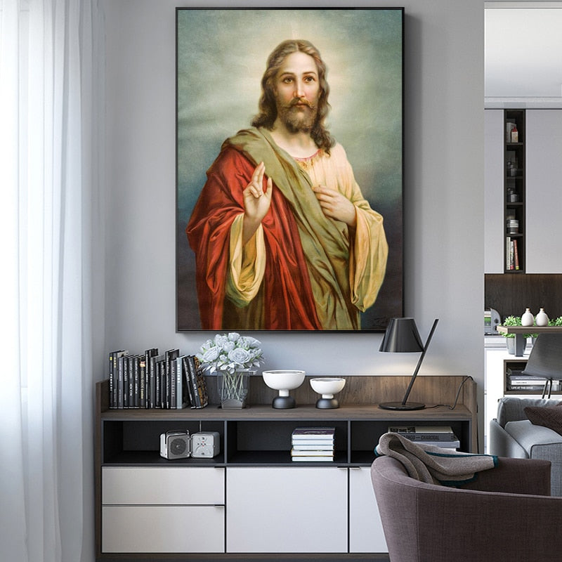 Modern Art Portrait Posters and Prints Wall Art Canvas Painting Jesus Christ Decorative Pictures for Living Room Decor No Frame - SallyHomey Life's Beautiful