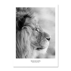 Scandinavian Black White Poster Nordic Canvas Wall Art Print Africa Animal Lion Painting Decorative Picture Home Decoration - SallyHomey Life's Beautiful