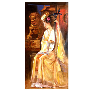 100% Hand Painted Classical Woman Art Oil Painting On Canvas Wall Art Frameless Picture Decoration For Live Room Home Decor Gift