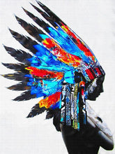 Load image into Gallery viewer, Modern Oil Painting Native American Indian Feathered Portrait Pop Art Canvas Painting Poster Wall Picture for Living Room Decor - SallyHomey Life&#39;s Beautiful