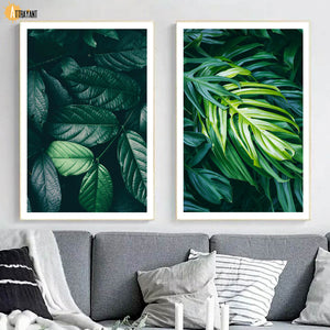 Tropical Monstera Green Flash Leaf Plant Wall Art Canvas Painting Nordic Posters And Prints Wall Pictures For Living Room Decor - SallyHomey Life's Beautiful