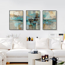 Load image into Gallery viewer, 3 piece oil paintings on canvas turquoise paintings decorative wall painting canvas pictures for living room modern abstract art - SallyHomey Life&#39;s Beautiful