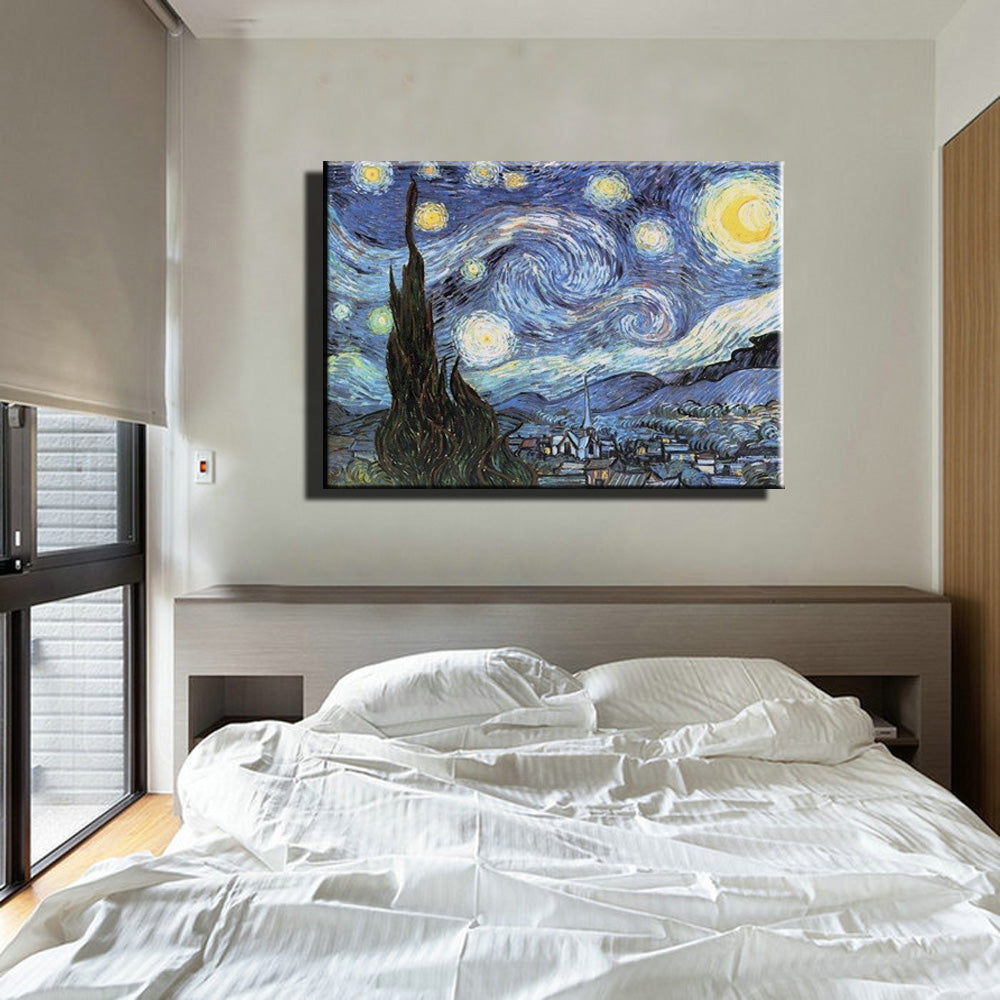 famous artist Starry night reproduction van gogh oil painting wall art picture modern abstract canvas paintings in living room - SallyHomey Life's Beautiful