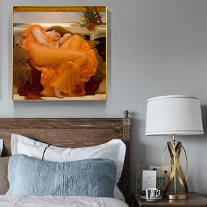 UK Famous Painting Flaming June by Frederic Leighton Decorative Painting Poster Print on Canvas Wall Art Pictures for Room Decor - SallyHomey Life's Beautiful