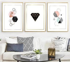 Geometric Diamonds Wall Art Canvas Posters Prints Abstract Painting Decorative Picture for Kids Room Nordic Decoration - SallyHomey Life's Beautiful