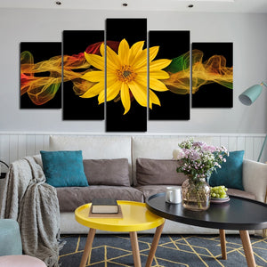 π₯ Modern Abstract Posters and Prints Wall Art Canvas Painting 5pcs Abstract Yellow Flower Decorative Picture for Living Room Decor - SallyHomey Life's Beautiful