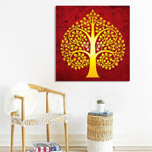 Modern Buddhism Posters and Print Wall Art Canvas Painting Abstract Golden Linden Decorative Painting for Living Room Home Decor - SallyHomey Life's Beautiful