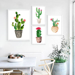 Plants Cactus Flower Nursery Wall Art Canvas Painting Nordic Posters And Prints Wall Pictures For Living Room Bed Room Decor - SallyHomey Life's Beautiful