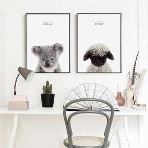 Modern Nordic Minimalist Wall Art Poster Cute Animals Pop Art Paintings Prints On Canvas for Kids Bedroom Children's Day Gifts - SallyHomey Life's Beautiful