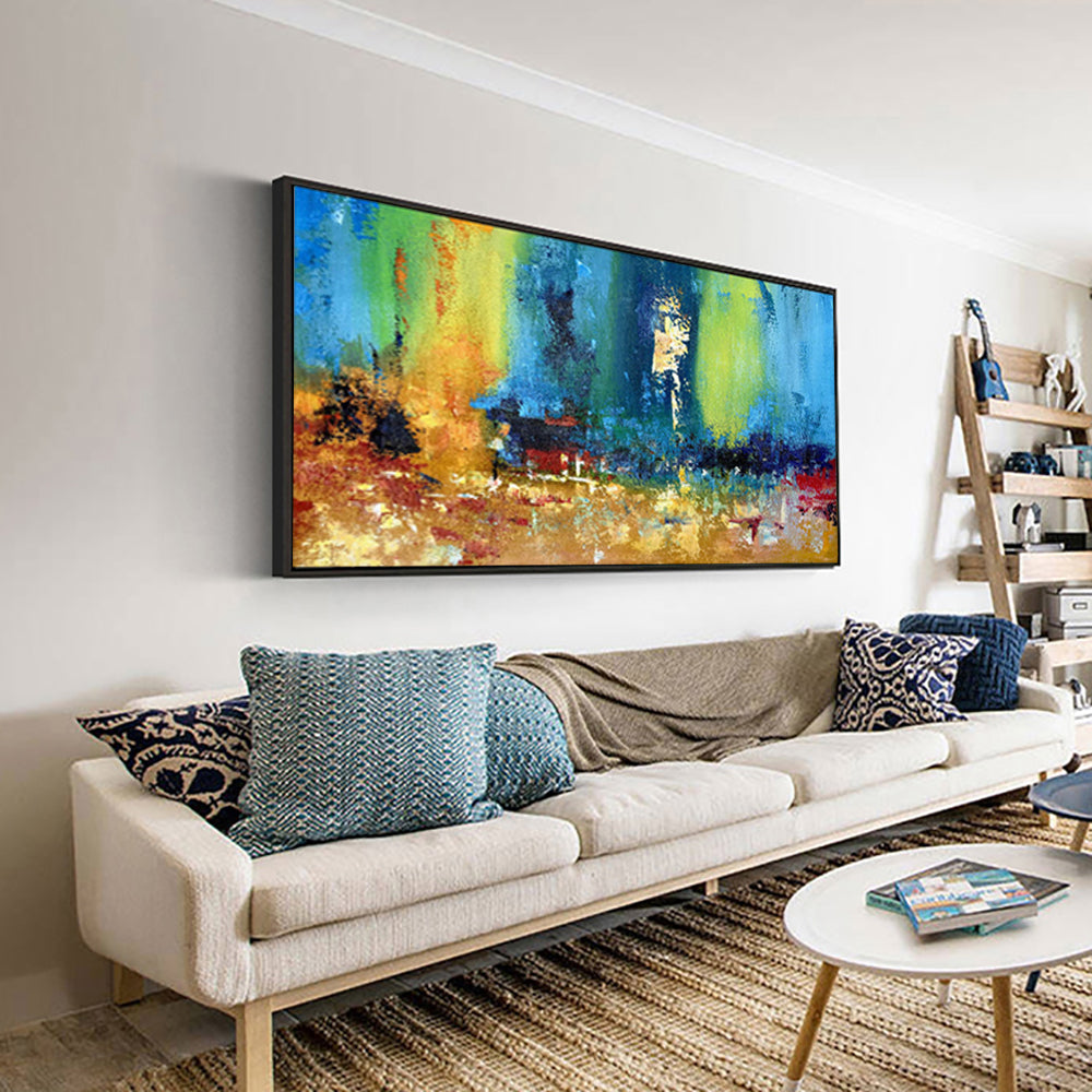 large paintings for living room wall oil painting canvas art turquoise abstract painting laminas de cuadros pared decorativas - SallyHomey Life's Beautiful