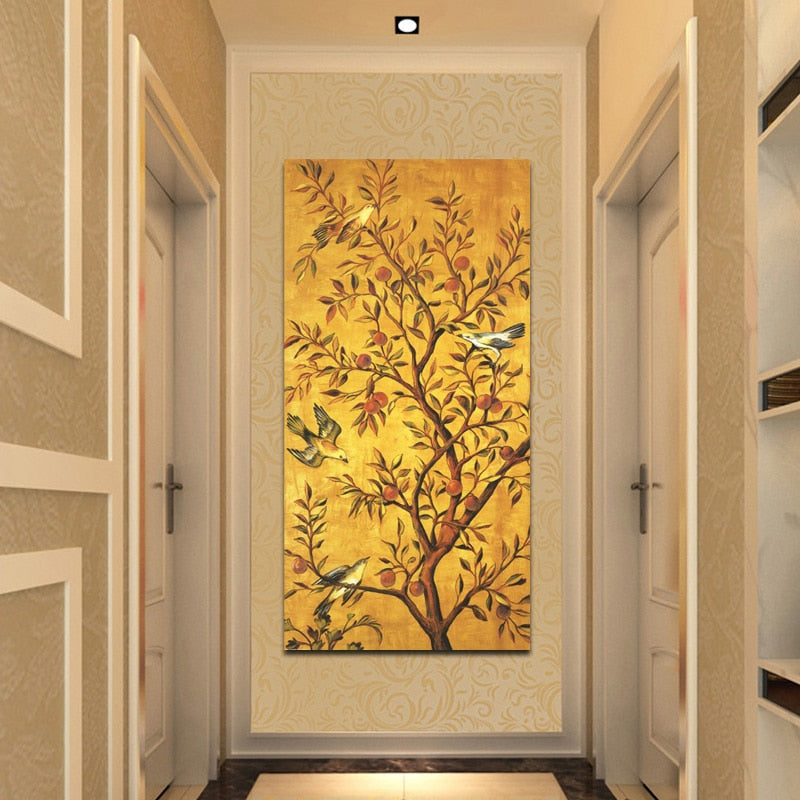 Traditional Fortune Tree and Birds Posters and Prints Wall Art Canvas Paintings on the Wall for Living Room Cuadros Decoration - SallyHomey Life's Beautiful