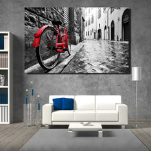 Load image into Gallery viewer, Urban or Rural Landscape Painting Digital Printed Painting Canvas Art A Red Bike In The Street Canvas Painting Home Decor Gift - SallyHomey Life&#39;s Beautiful