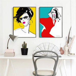 Modern Abstract Portrait Posters and Prints Wall Art Canvas Painting Fashion Girls Decorative Paintings for Living Room Decor - SallyHomey Life's Beautiful