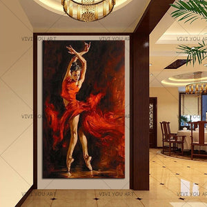 100% Hand Painted  Ballet Dancer Oil Painting on Canvas High Quality Dance Room Figure Paintings for Home Decor