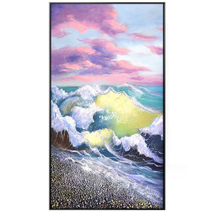 100% Hand Painted Abstract Sea Waves Oil Painting On Canvas Wall Art Wall Adornment pictures Painting For Living Room Home Decor
