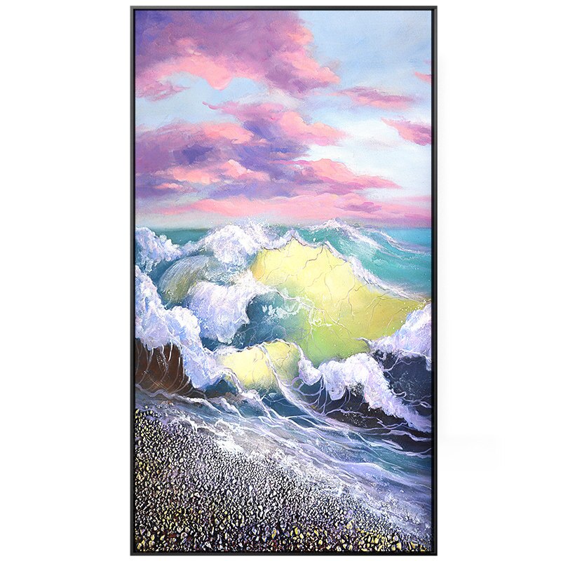 100% Hand Painted Abstract Sea Waves Oil Painting On Canvas Wall Art Wall Adornment pictures Painting For Living Room Home Decor