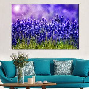 Artistic Royal Purple Lavender  Sea Landscape Oil Painting on Canvas Wall Art Poster Print Wall Pictures for Living Room Decor - SallyHomey Life's Beautiful