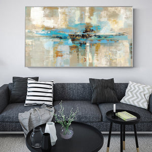 Modern Oil Painting Posters and Prints Wall Art Paintings On Canvas Home Decoration Light Blue Abstarct Pictures For Living Room - SallyHomey Life's Beautiful