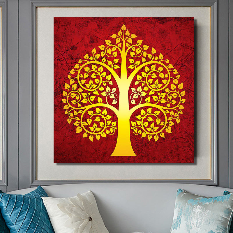 Modern Buddhism Posters and Print Wall Art Canvas Painting Abstract Golden Linden Decorative Painting for Living Room Home Decor - SallyHomey Life's Beautiful