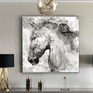 Abstract  Art Posters and Prints Wall Art Canvas Painting Horse Head Ink Decorative Pictures for Living Room Home Decor No Frame - SallyHomey Life's Beautiful