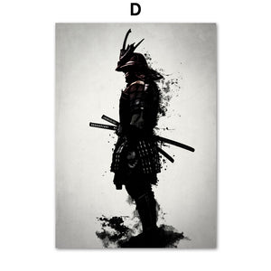 Armored Japanese Samurai Warrior Vintage Wall Art Canvas Painting Nordic Posters And Prints Wall Pictures For Living Room Decor - SallyHomey Life's Beautiful