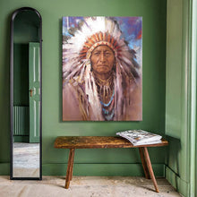 Load image into Gallery viewer, Native Indian Feathered Portrait Pop Art Canvas Painting Posters and Prints Wall Art Picture for Living Room Home Decor No Frame - SallyHomey Life&#39;s Beautiful