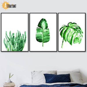 Green Succulents Plant Banana Leaf Wall Art Print Canvas Painting Nordic Posters And Prints Wall Pictures For Living Room Decor - SallyHomey Life's Beautiful