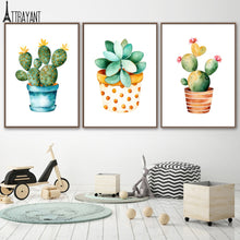 Load image into Gallery viewer, Colorful Succulents Potted Cactus Leaf Wall Art Canvas Painting Nordic Posters And Prints Wall Pictures For Baby Kids Room Decor - SallyHomey Life&#39;s Beautiful