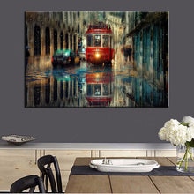 Load image into Gallery viewer, 70X100cm - Abstract Retro Tram City Street Oil Painting Prints on Canvas - SallyHomey Life&#39;s Beautiful